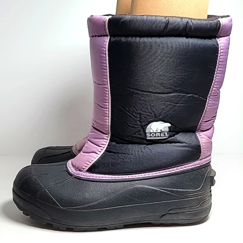 Sorel Snow Command Boots Winter Waterproof‎ Insulation Traction Black Purple 6